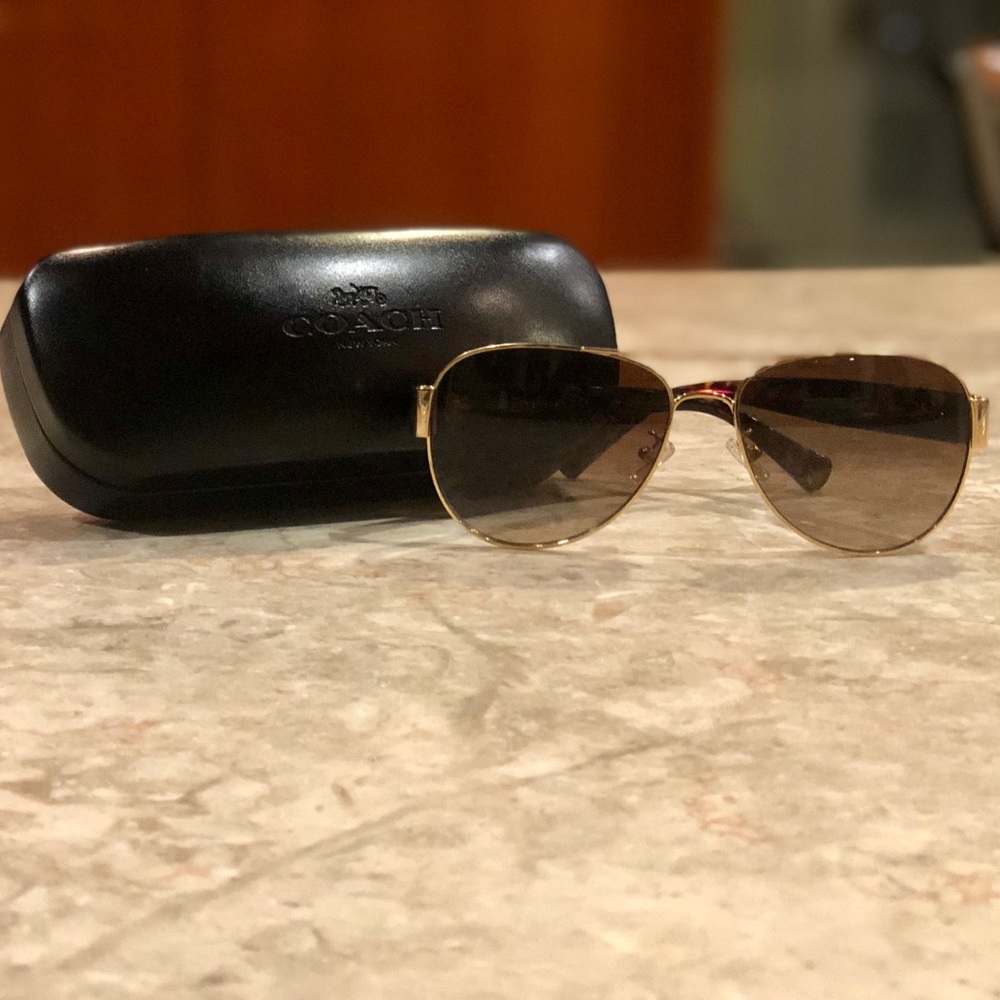 Coach Aviator Sunglasses - Gold/Dark Tortoise